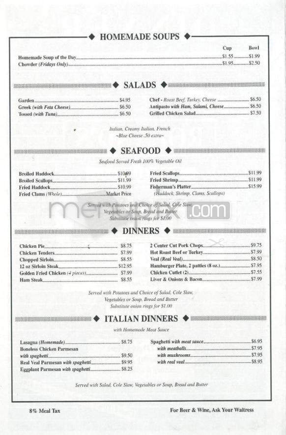 Roland's Restaurant - Nashua, NH menu_pic