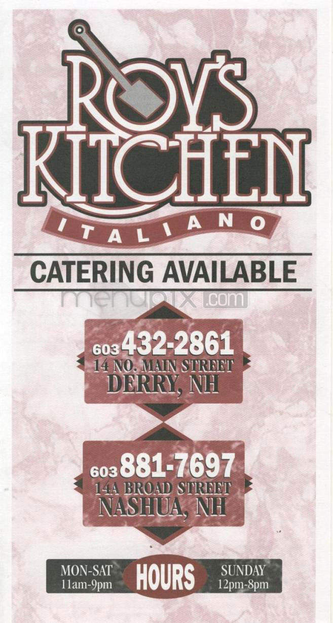 Roy's Kitchen - Nashua, NH menu_pic