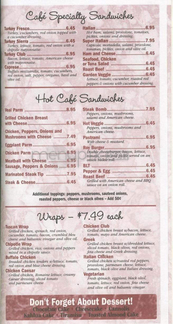 Roy's Kitchen - Nashua, NH menu_pic