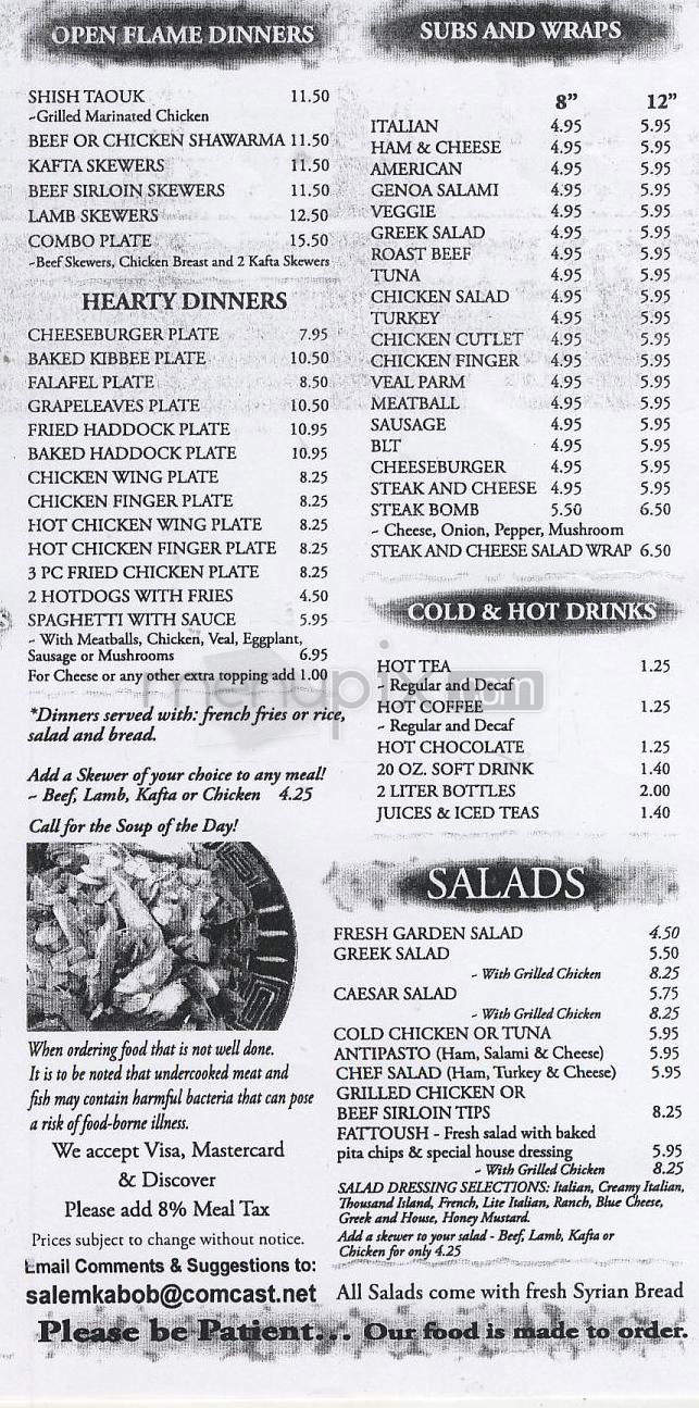 Salem Kabob & Pizzeria - Salem, NH menu_pic