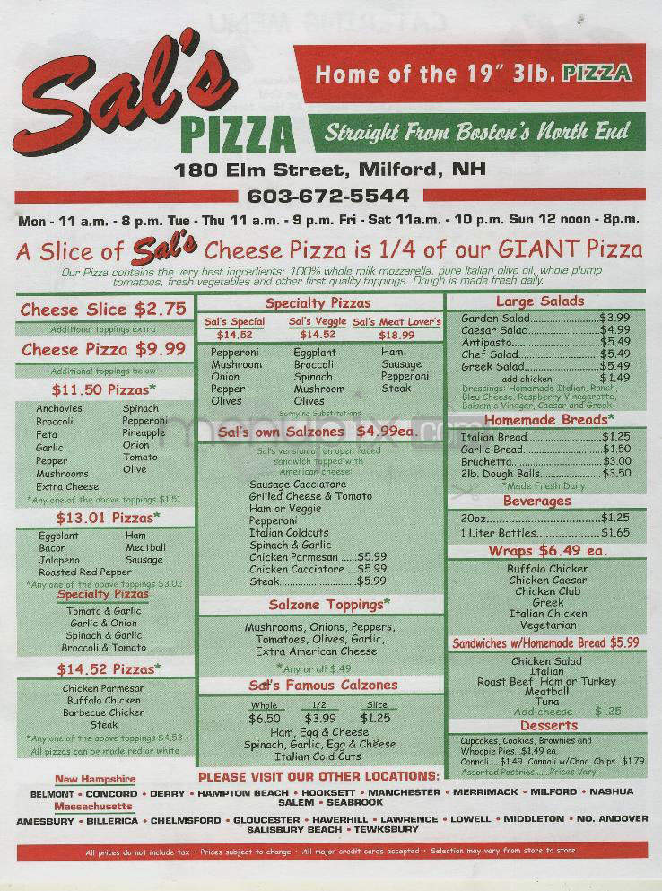 /610252/Sals-Pizza-Milford-NH - Milford, NH