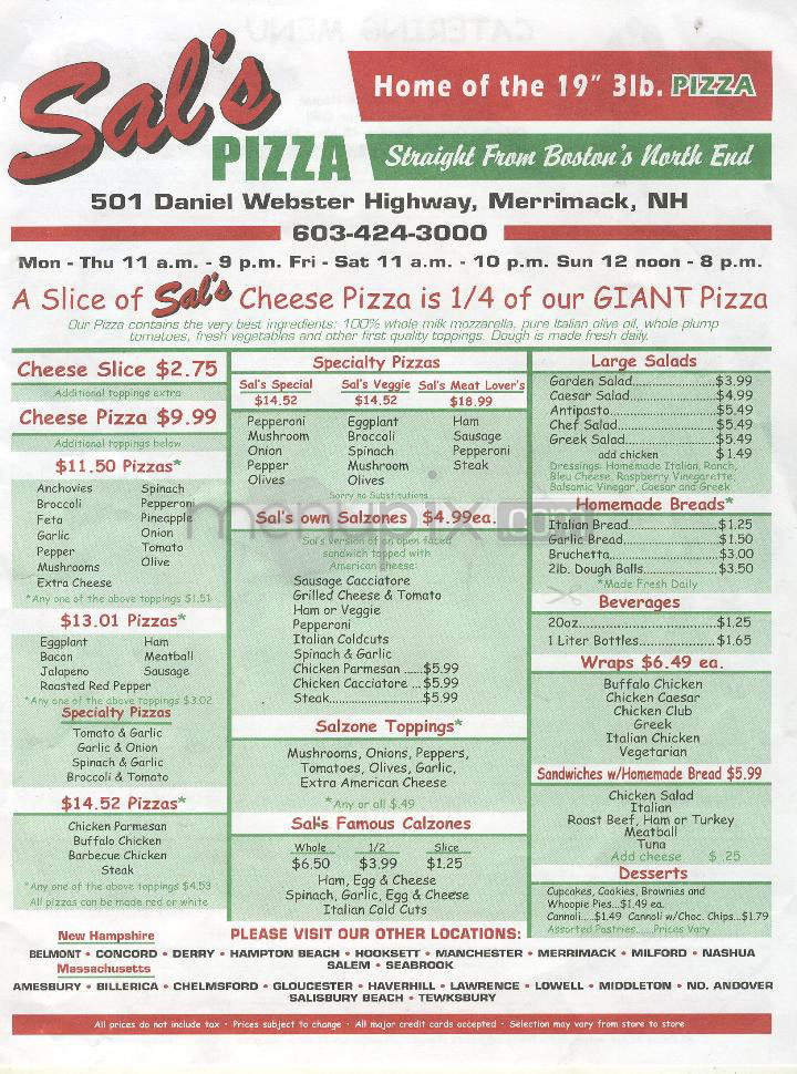/610223/Sals-Pizza-Merrimack-NH - Merrimack, NH