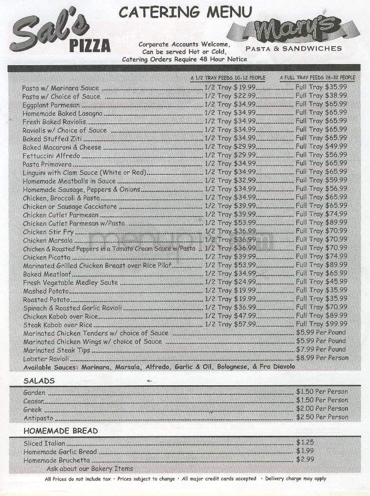 Sal's Just Pizza - Nashua, NH menu_pic