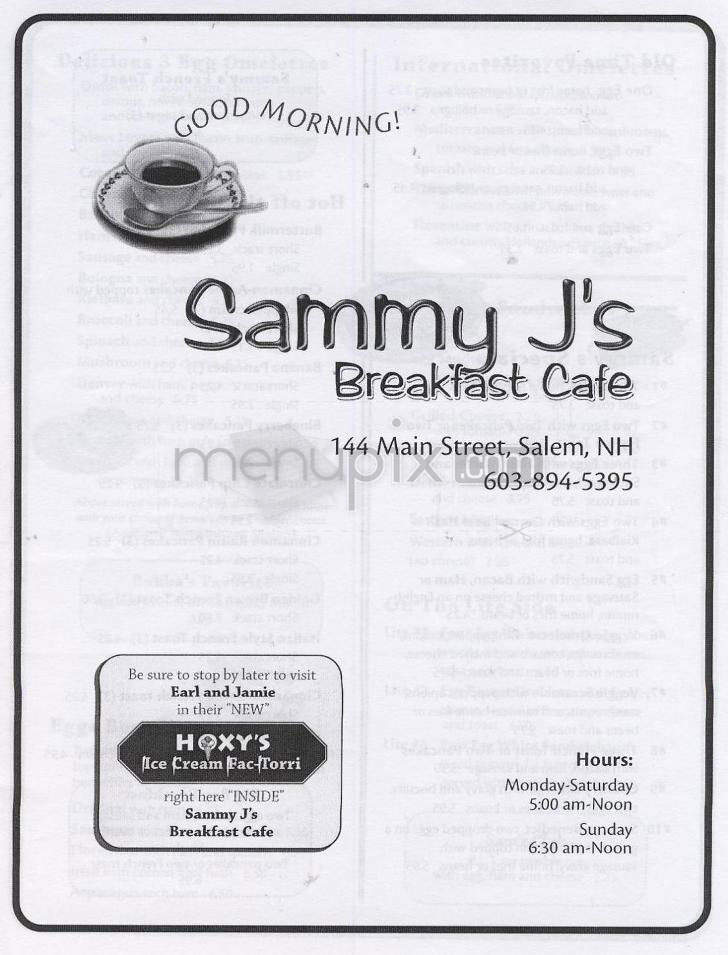Sammy J's Breakfast Cafe - Salem, NH menu_pic