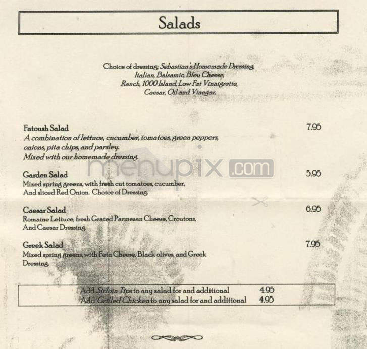 Sebastian's - Salem, NH menu_pic
