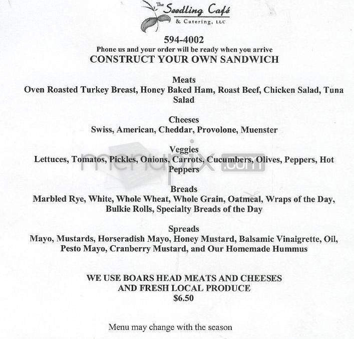 The Seedling Cafe - Nashua, NH menu_pic