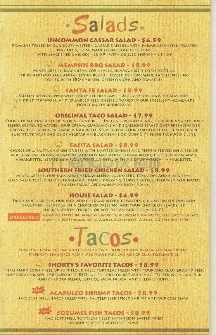 Shorty's Mexican Roadhouse - Nashua, NH menu_pic