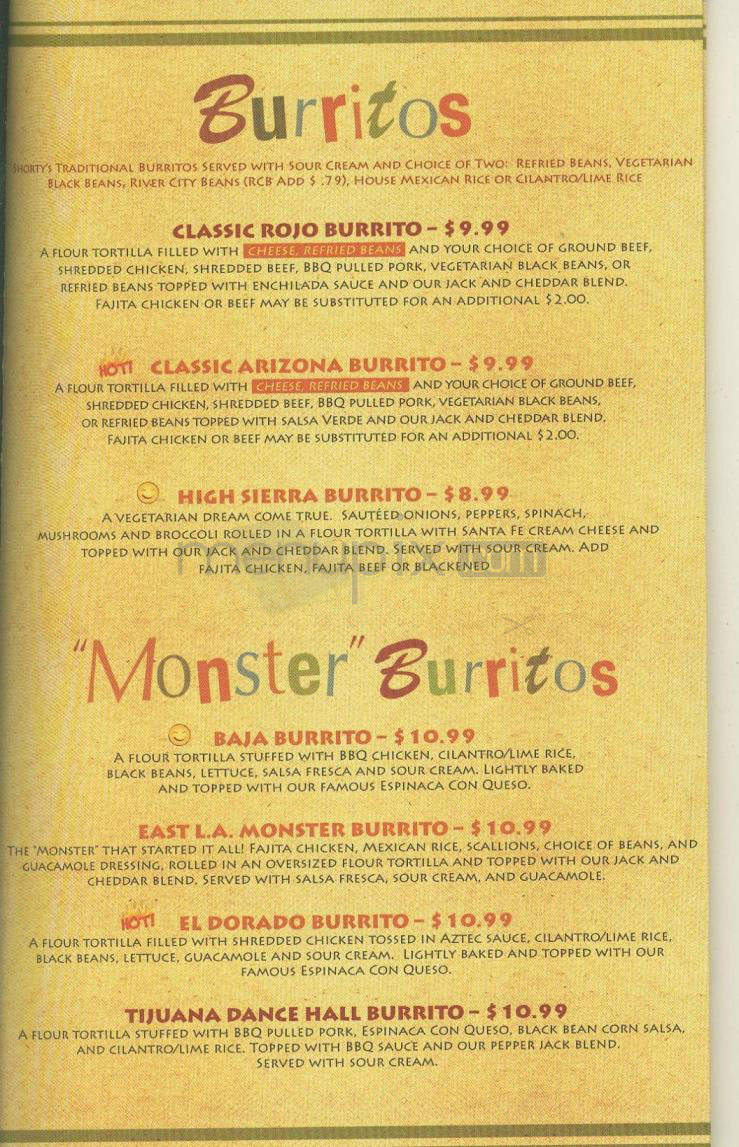 Shorty's Mexican Roadhouse - Nashua, NH menu_pic