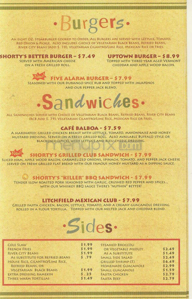 Shorty's Mexican Roadhouse - Nashua, NH menu_pic