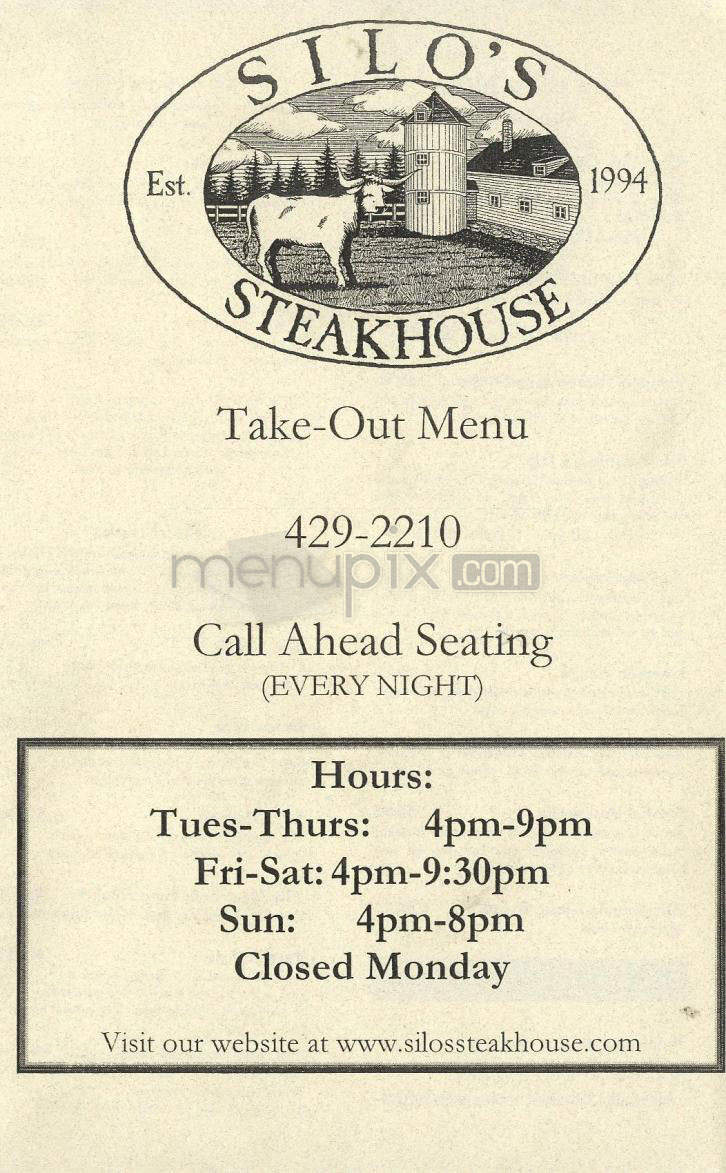 Silo's Steakhouse - Merrimack, NH menu_pic