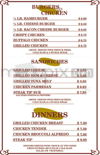 Slade's - Nashua, NH menu_pic