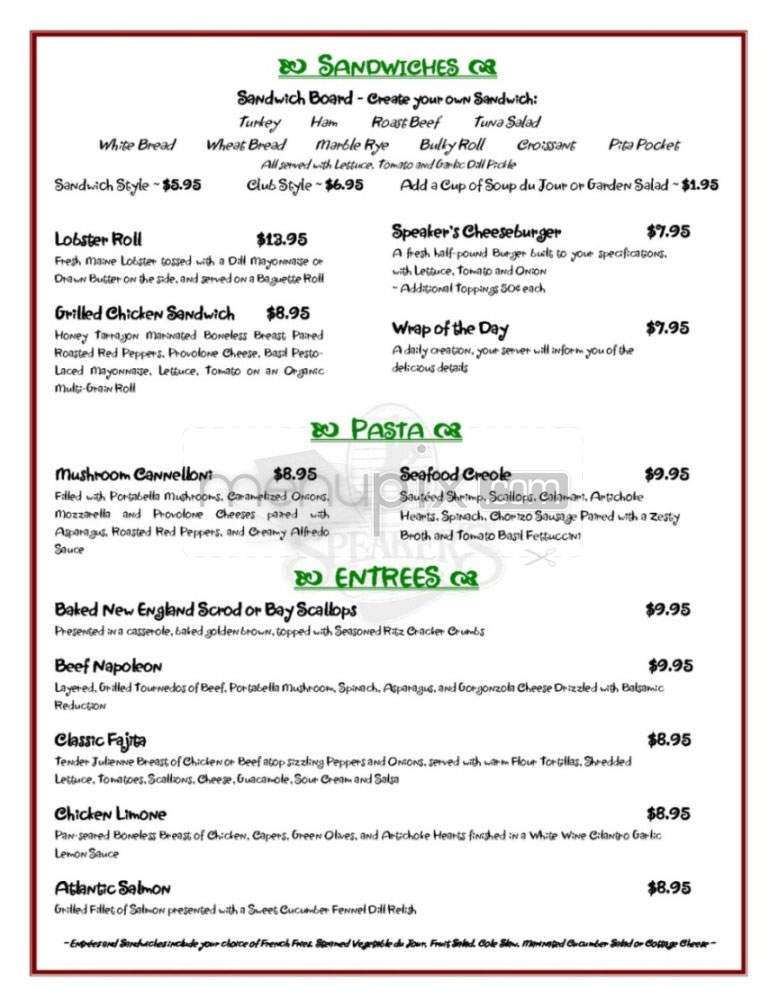 Speaker's Corner Pub - Nashua, NH menu_pic