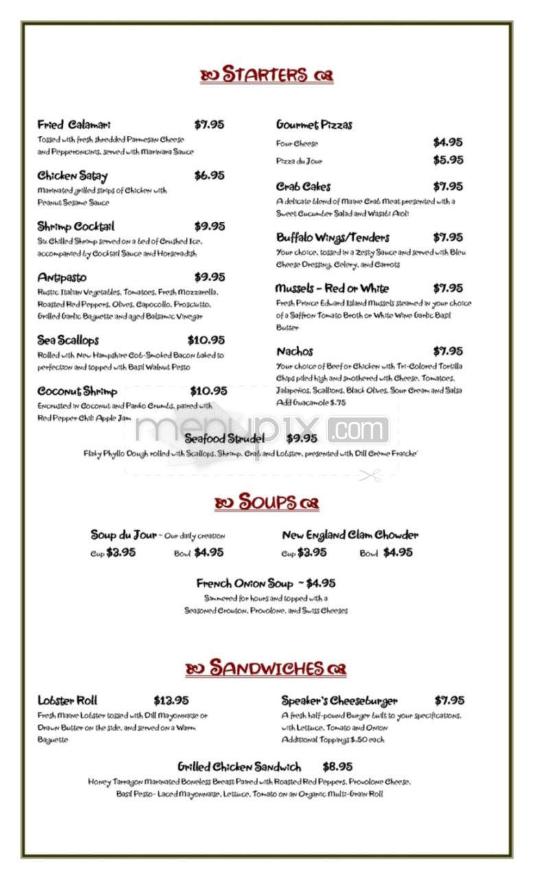 Speaker's Corner Pub - Nashua, NH menu_pic