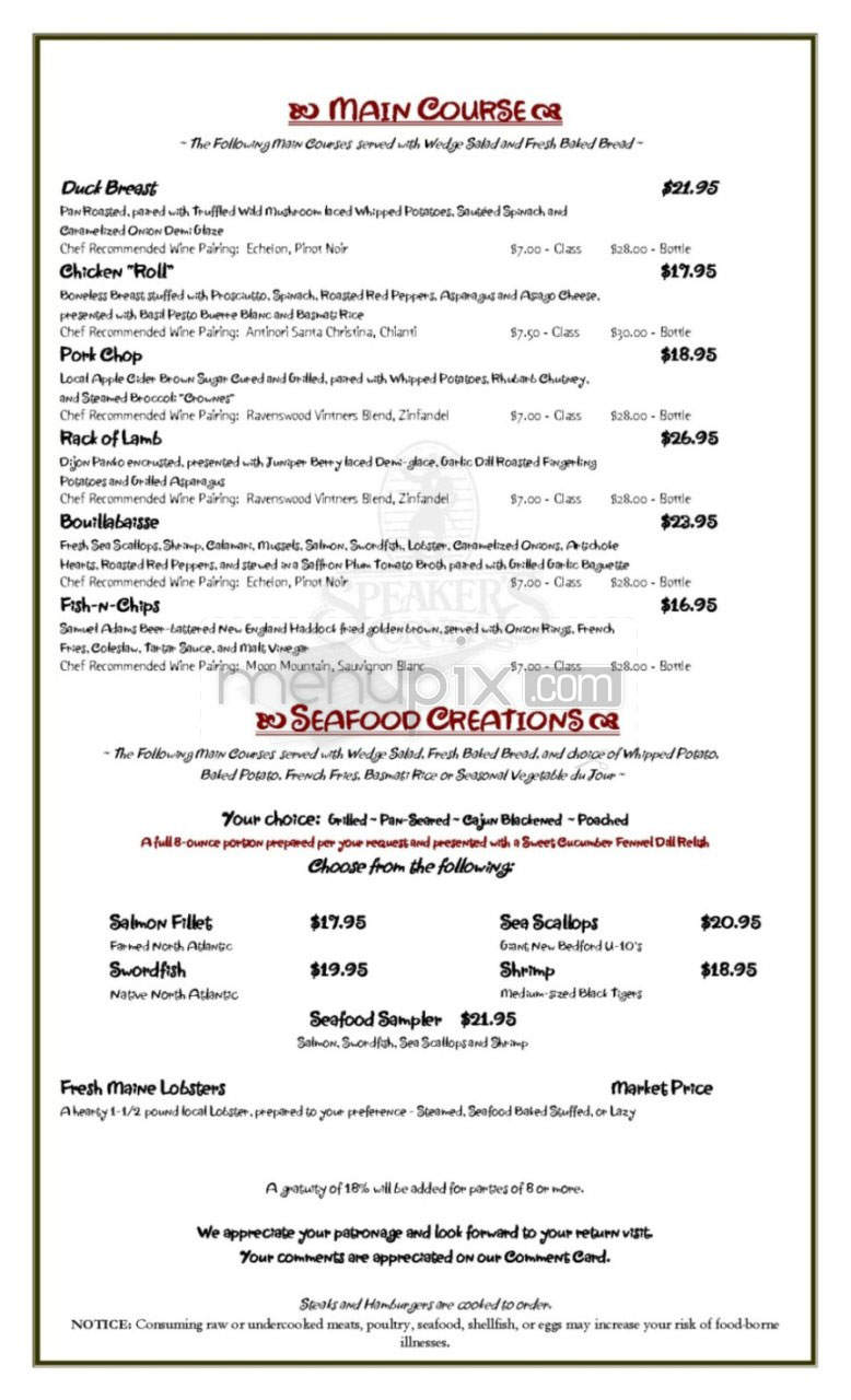 Speaker's Corner Pub - Nashua, NH menu_pic