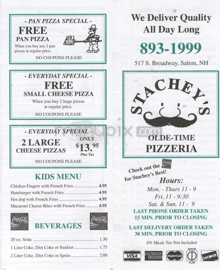 Stachey's Olde Time Pizzeria - Salem, NH menu_pic