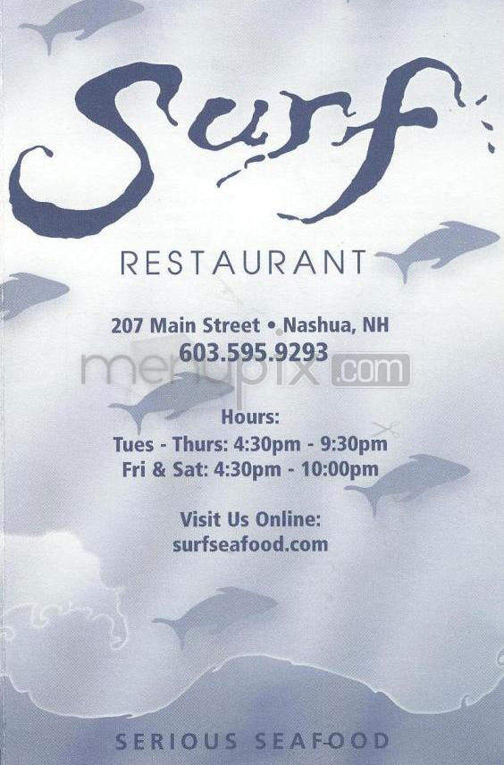 Surf Restaurant - Nashua, NH menu_pic