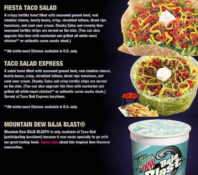 Taco Bell - Nashua, NH menu_pic