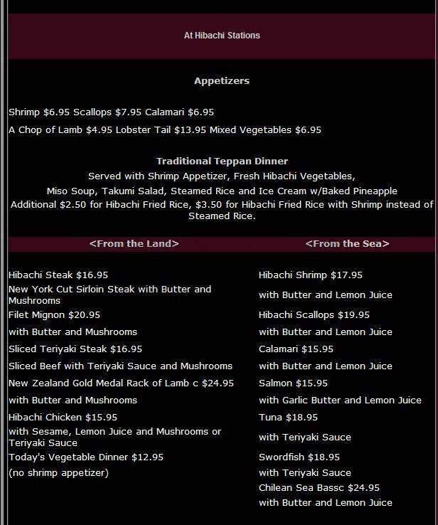 Takumi Japanese - Nashua, NH menu_pic