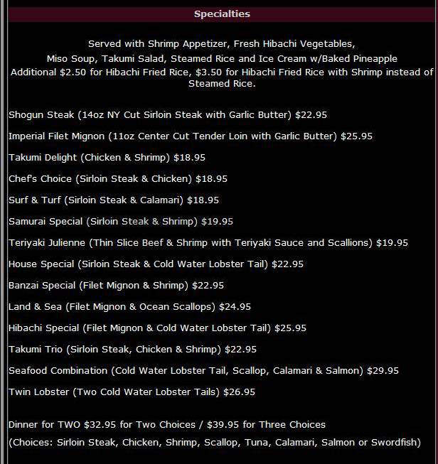 Takumi Japanese - Nashua, NH menu_pic