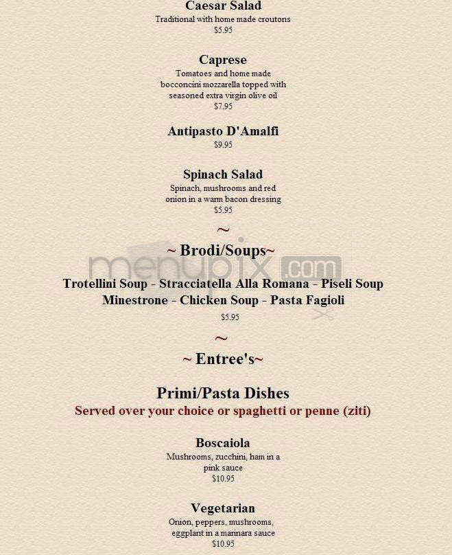 Trattoria Amalfi - Salem, NH menu_pic