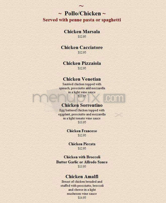 Trattoria Amalfi - Salem, NH menu_pic