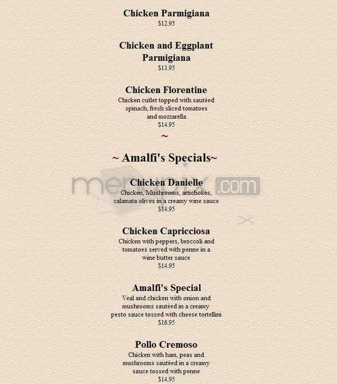 Trattoria Amalfi - Salem, NH menu_pic