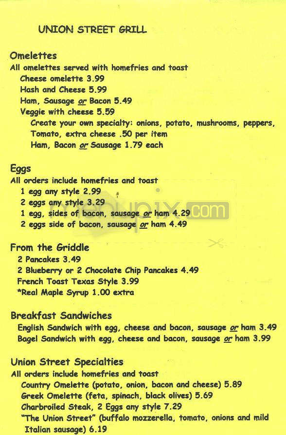 Union Street Grill - Milford, NH menu_pic