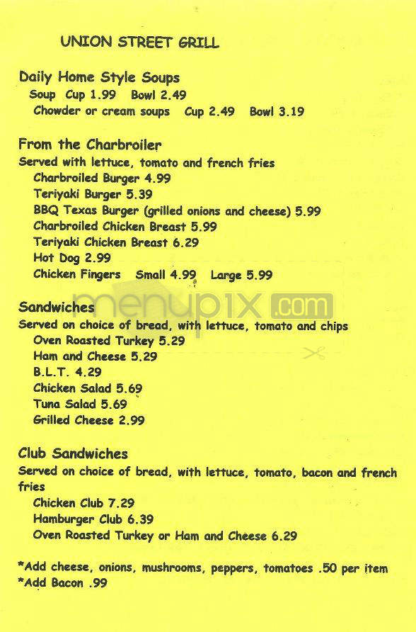 Union Street Grill - Milford, NH menu_pic