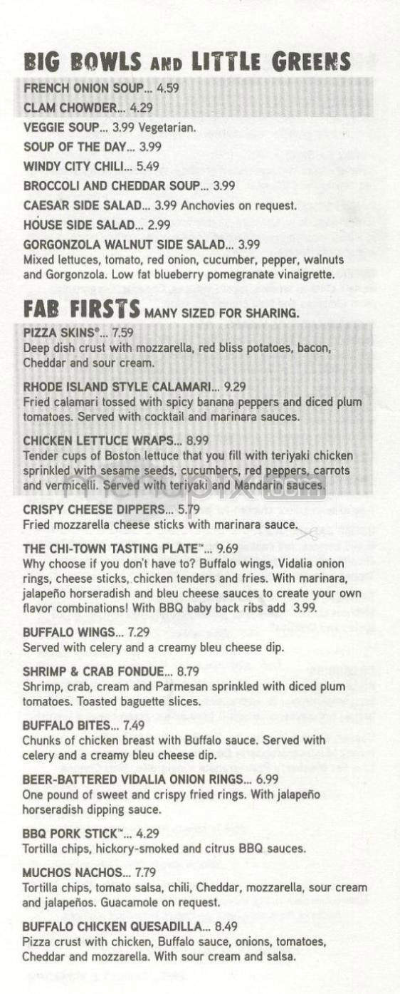Uno Chicago Grill - Nashua, NH menu_pic