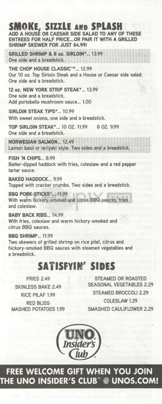Uno Chicago Grill - Nashua, NH menu_pic