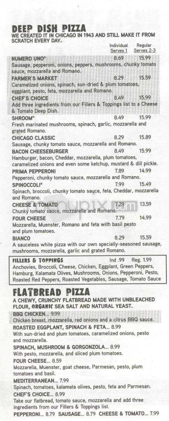 Uno Chicago Grill - Nashua, NH menu_pic