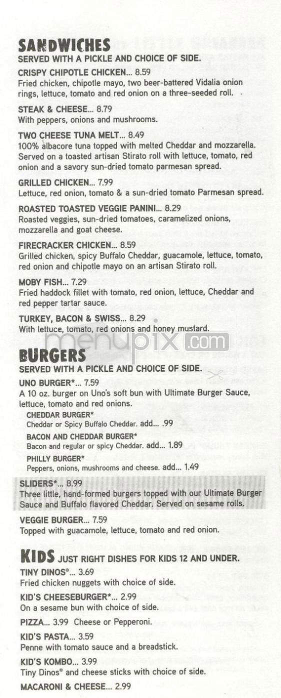 Uno Chicago Grill - Nashua, NH menu_pic