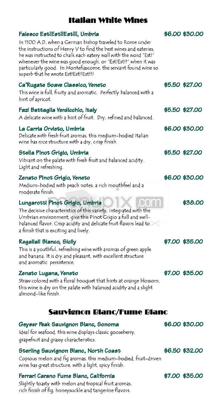 Villa Banca - Nashua, NH menu_pic