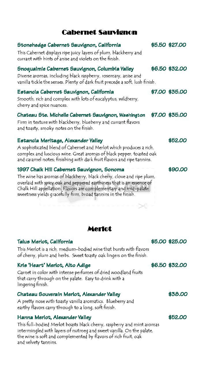 Villa Banca - Nashua, NH menu_pic