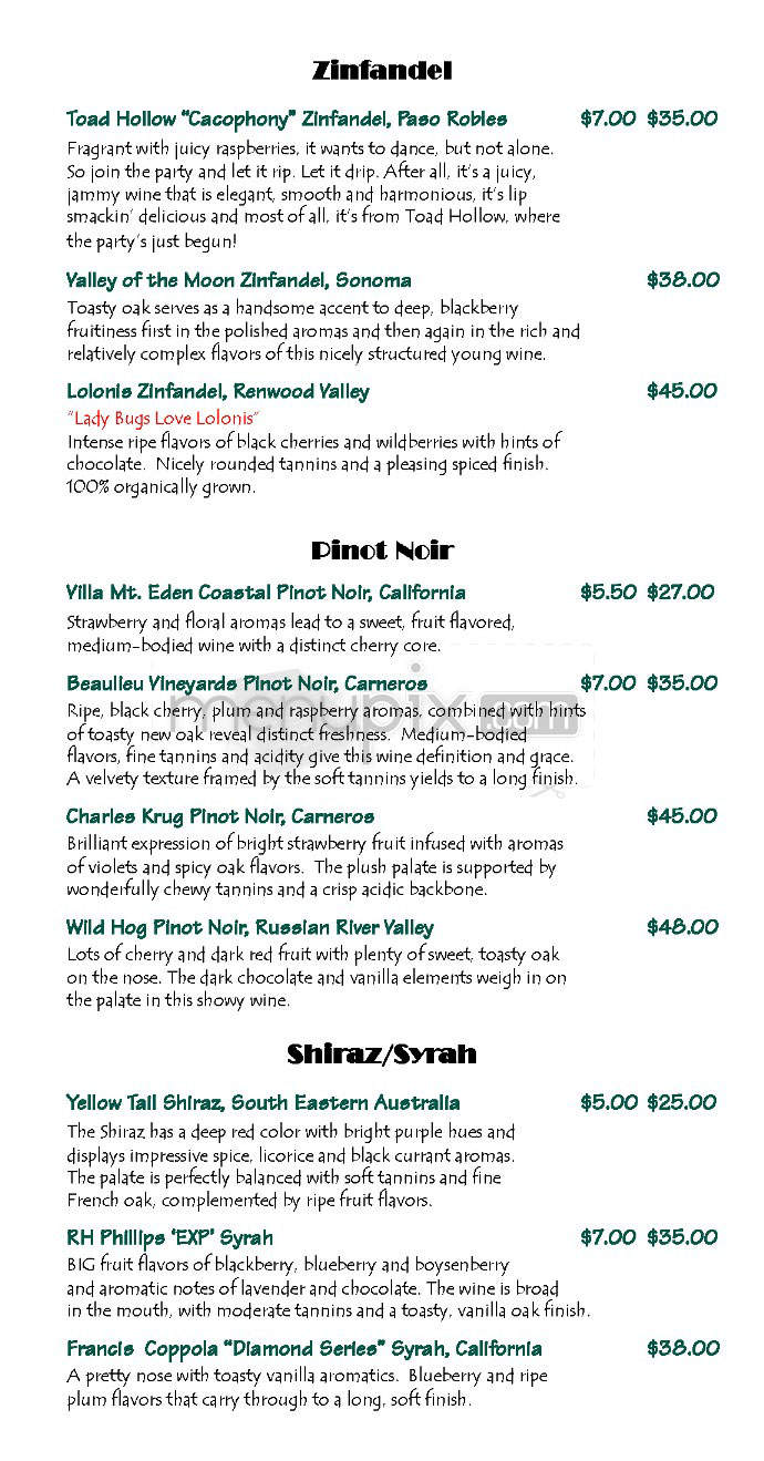 Villa Banca - Nashua, NH menu_pic
