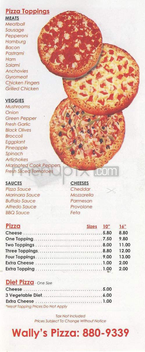 Wally's Pizza - Hudson, NH menu_pic