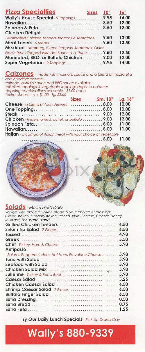 Wally's Pizza - Hudson, NH menu_pic