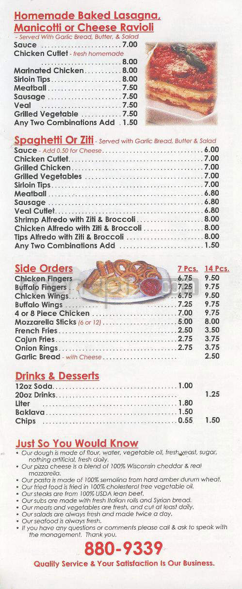 Wally's Pizza - Hudson, NH menu_pic
