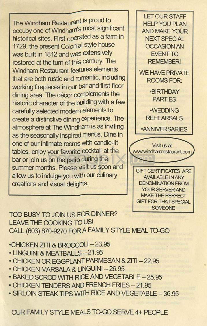 Windham Restuarants - Windham, NH menu_pic