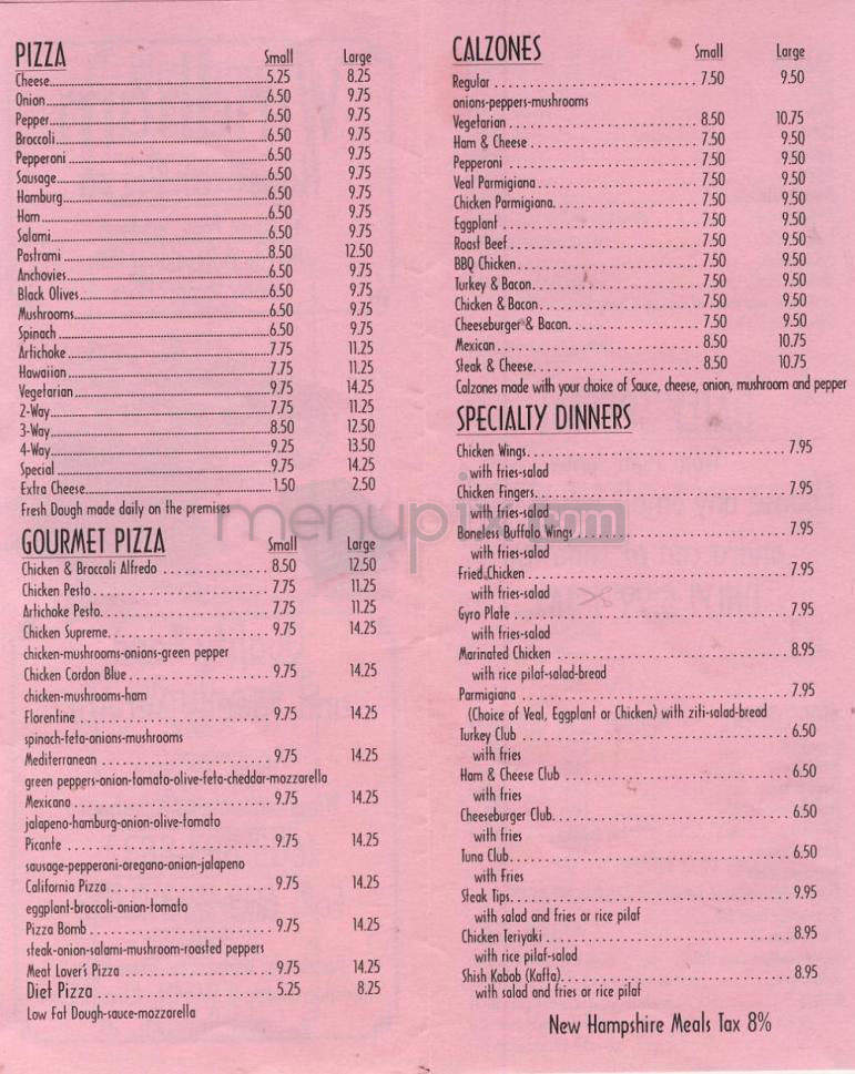 Windham House of Pizza - Windham, NH menu_pic