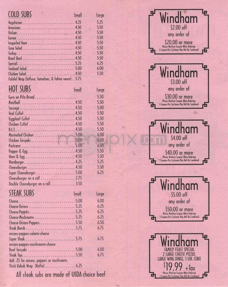 Windham House of Pizza - Windham, NH menu_pic