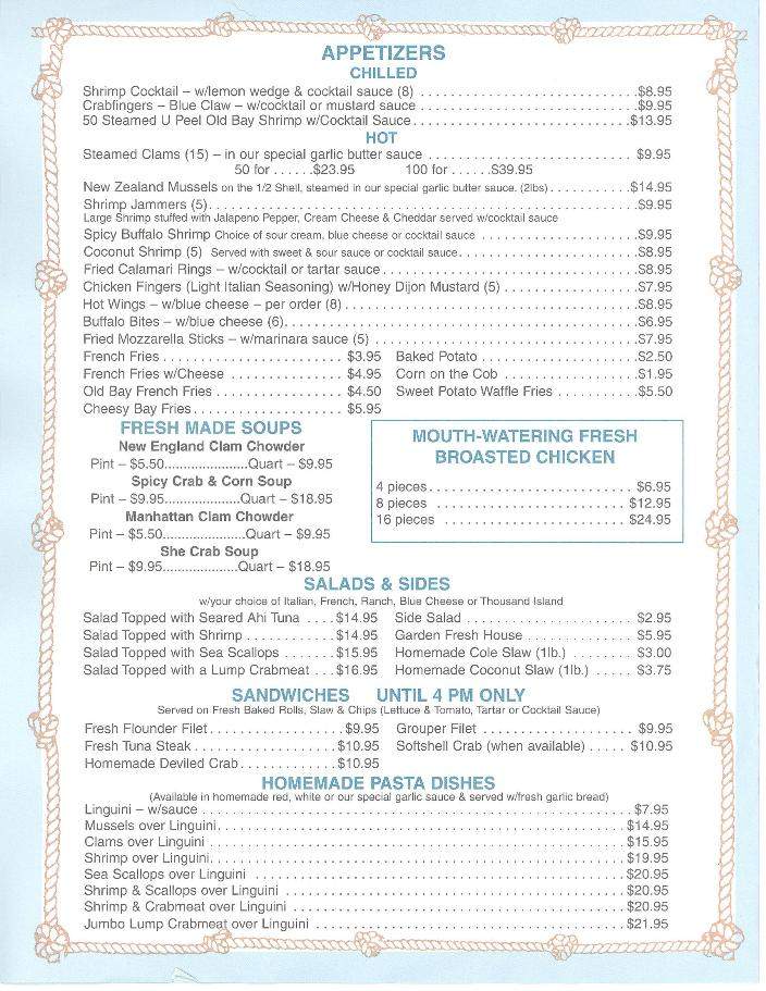 16th Street Seafood - Ocean City, NJ menu_pic