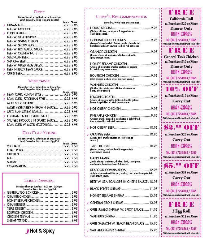Asian Express - Laurel, MD menu_pic