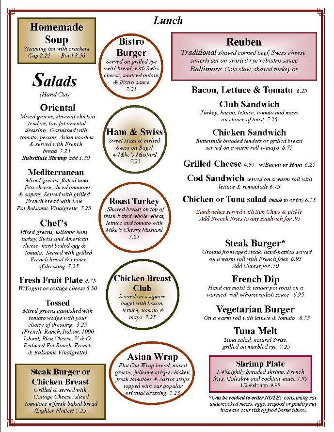 Bistro - Petoskey, MI menu_pic