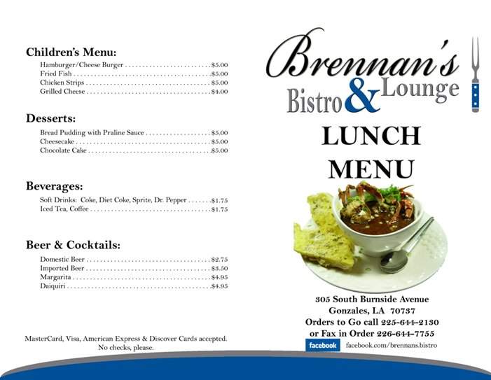 Brennan's Bistro - Gonzales, LA menu_pic