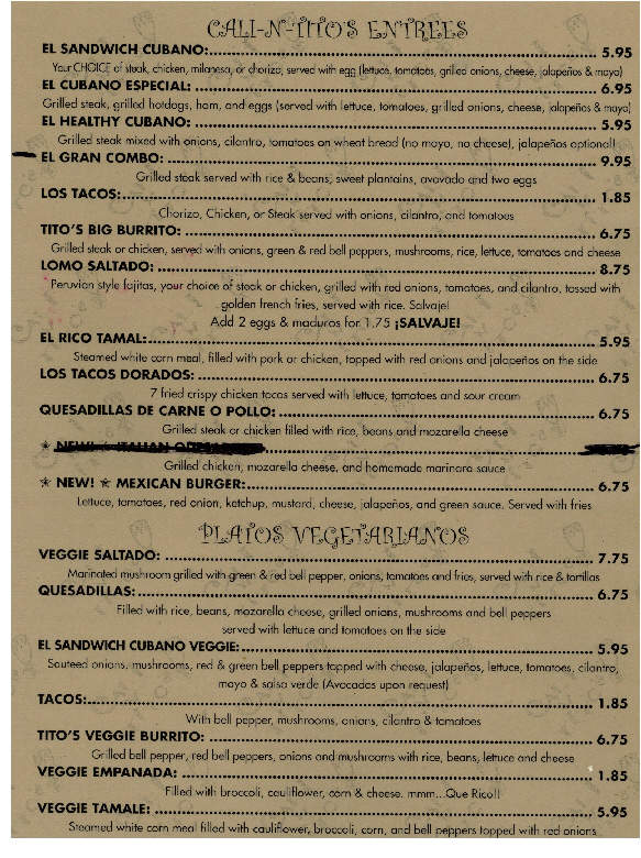 Cali N Tito's - Athens, GA menu_pic