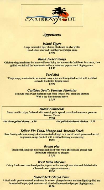 Caribbay Soul - Wilmington, NC menu_pic