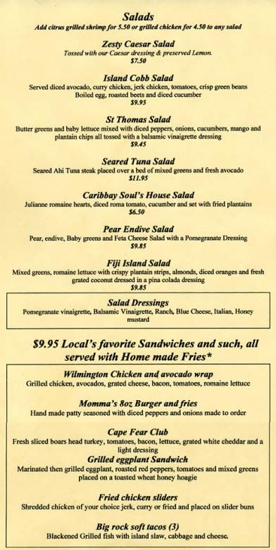 Caribbay Soul - Wilmington, NC menu_pic