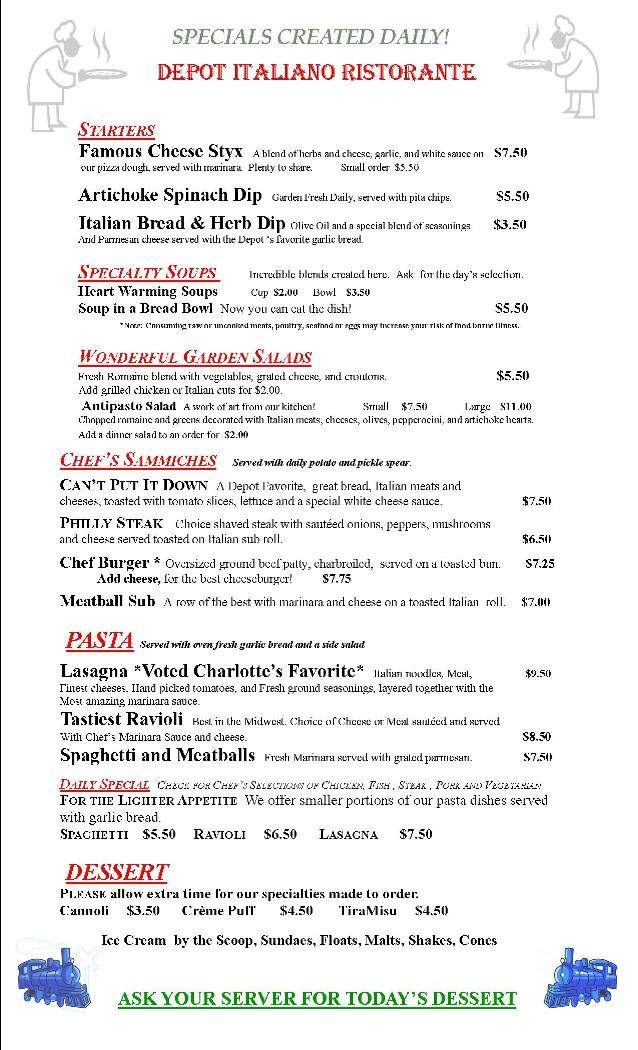 Depot Italiano Ristorante - Charlotte, MI menu_pic