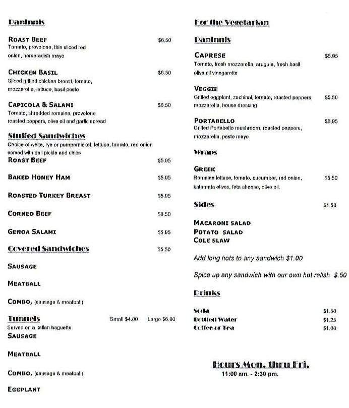 Dominick's Deli - Herkimer, NY menu_pic